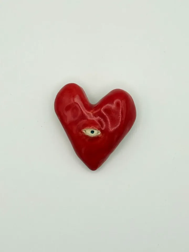 Heart shape pin with one eye (#6) by Mademoiselle Pippa