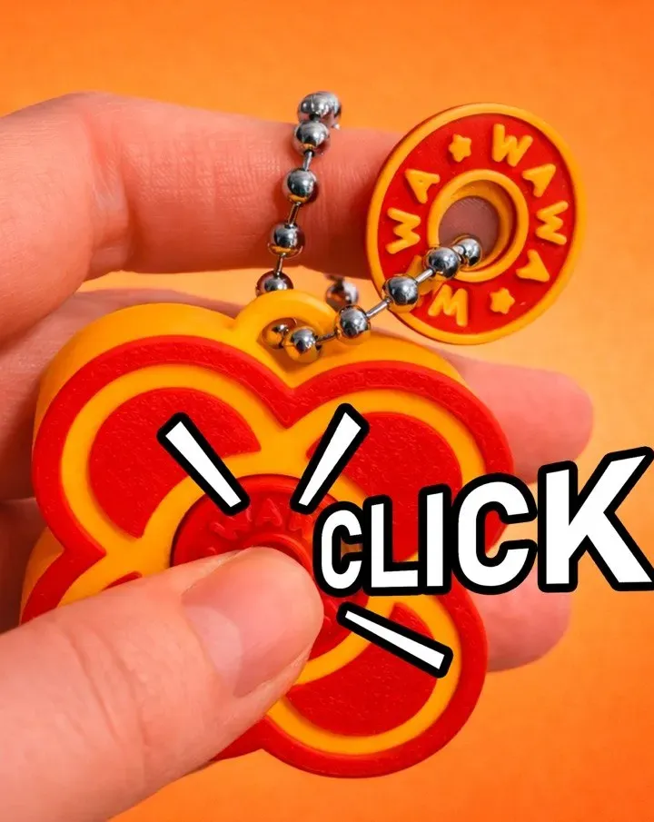 Clicker key chain - red with orange by WAWA Design