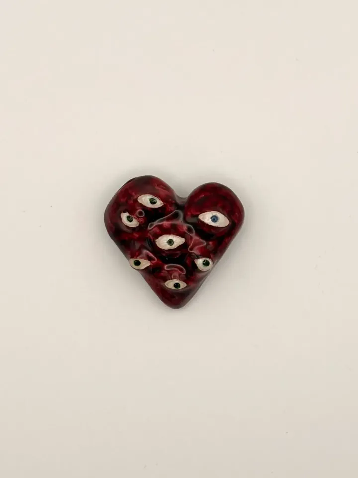 Heart shape pin with eyes (#4) by Mademoiselle Pippa