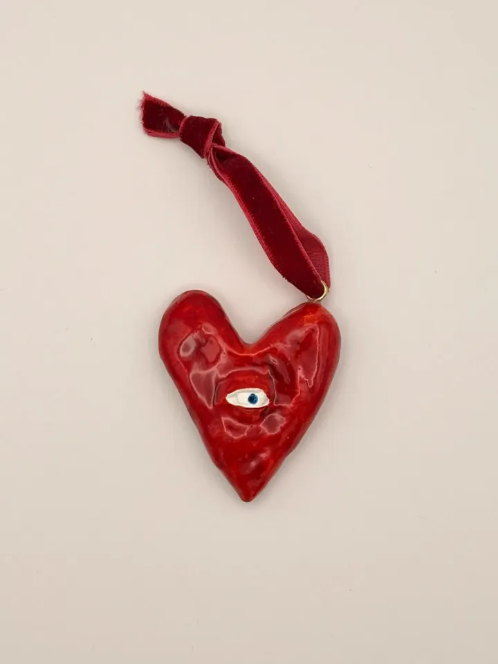 Heart shape pendant with one eye (#8) by Mademoiselle Pippa