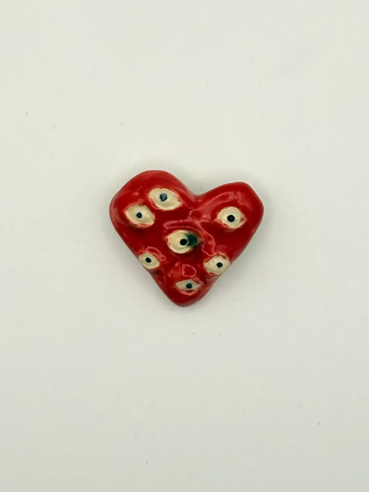 Heart shape pin with eyes (#3) by Mademoiselle Pippa